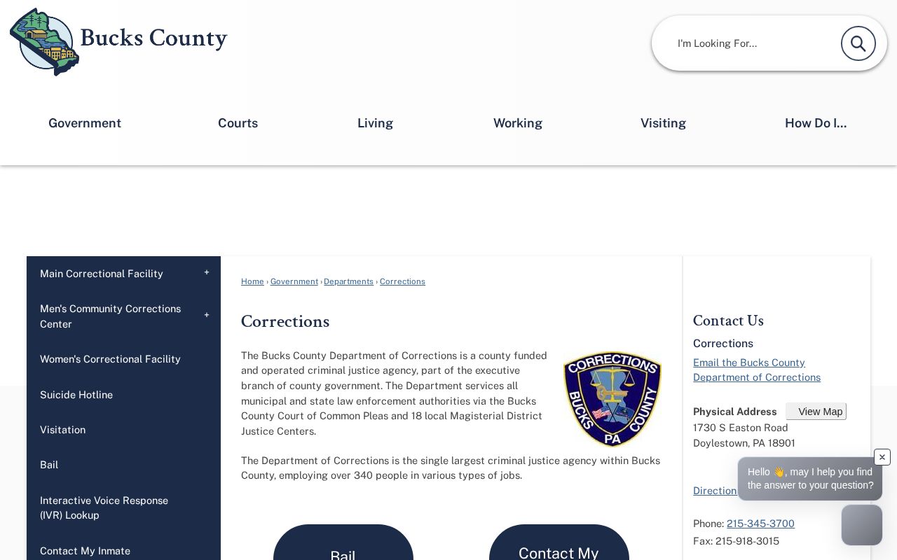 Bucks County Corrections booking and custody information