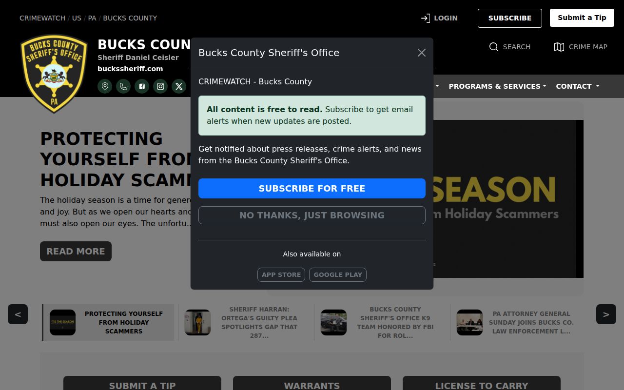 Bucks County Sheriff's Most Wanted official CRIMEWATCH portal
